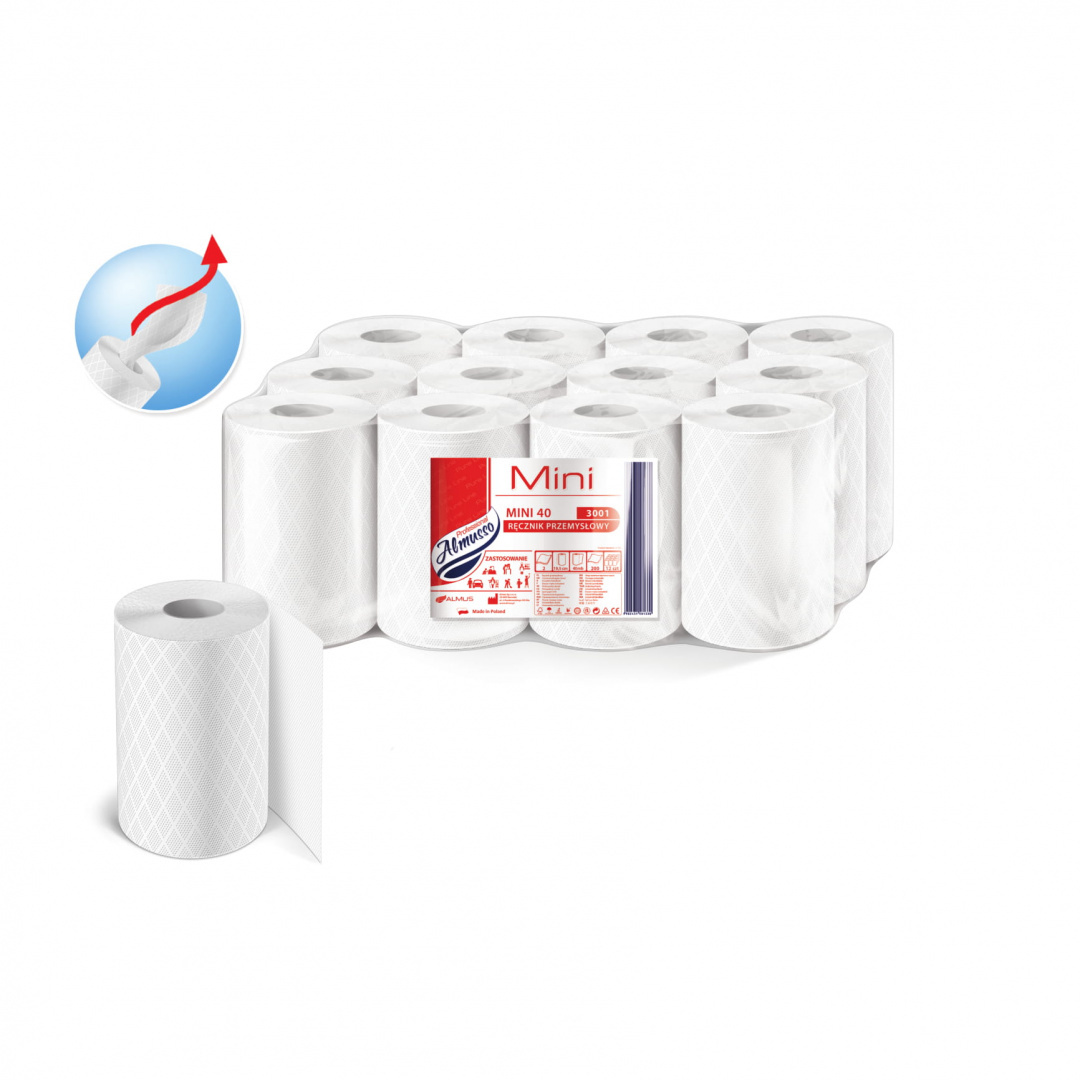 Ręcznik papierowy w roli Biały Mini PuraLine40 Celuloza Ręcznik papierowy w roli Biały Mini PuraLine40 Celuloza