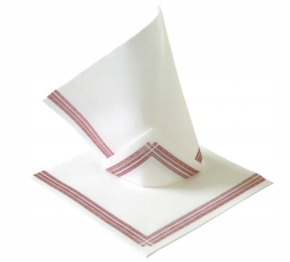 Serwetka restauracyjna 38x38 cm Tendance białe z paskami bordo Serwetka restauracyjna 38x38 cm Tendance białe z paskami bordo