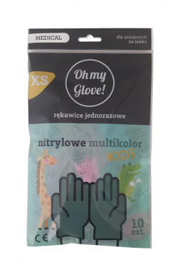 Rękawiczki Nitrylowe Oh my Glove Multikolor KIDS 10szt Rozmiar XS